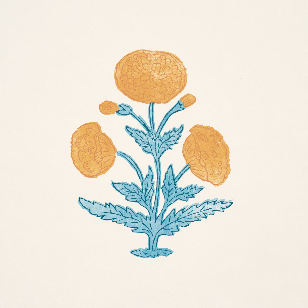 Poppy Print Wallpaper in mustard and sky color - pattern number 5017981 - by Schumacher in the Perennial Favorites collection