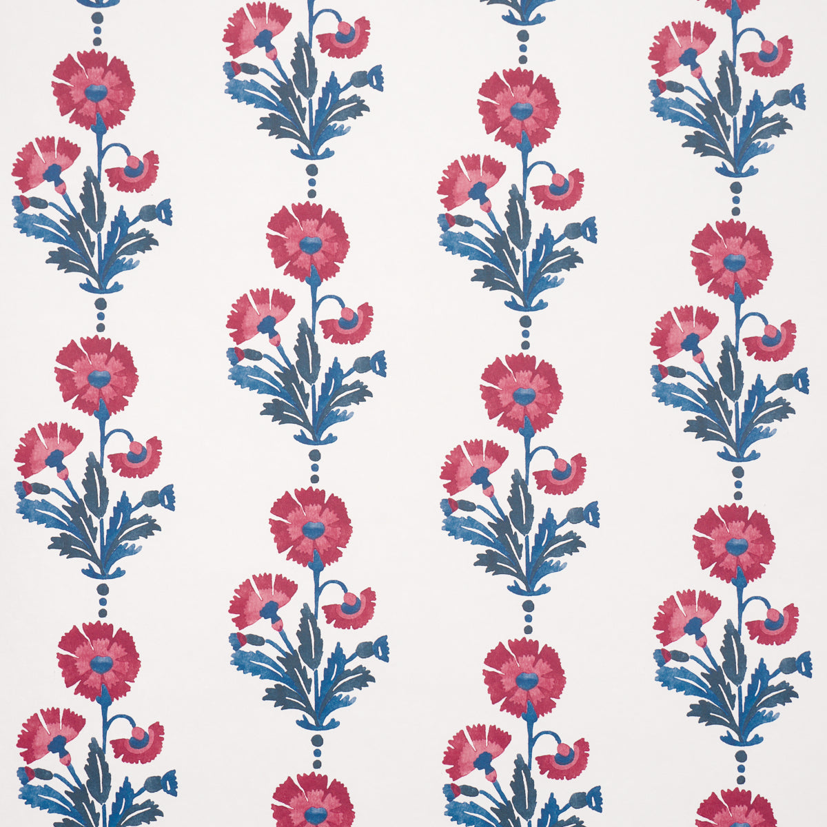 Dianthus Print Wallpaper in indigo and iron color - pattern number 5017990 - by Schumacher in the Perennial Favorites collection