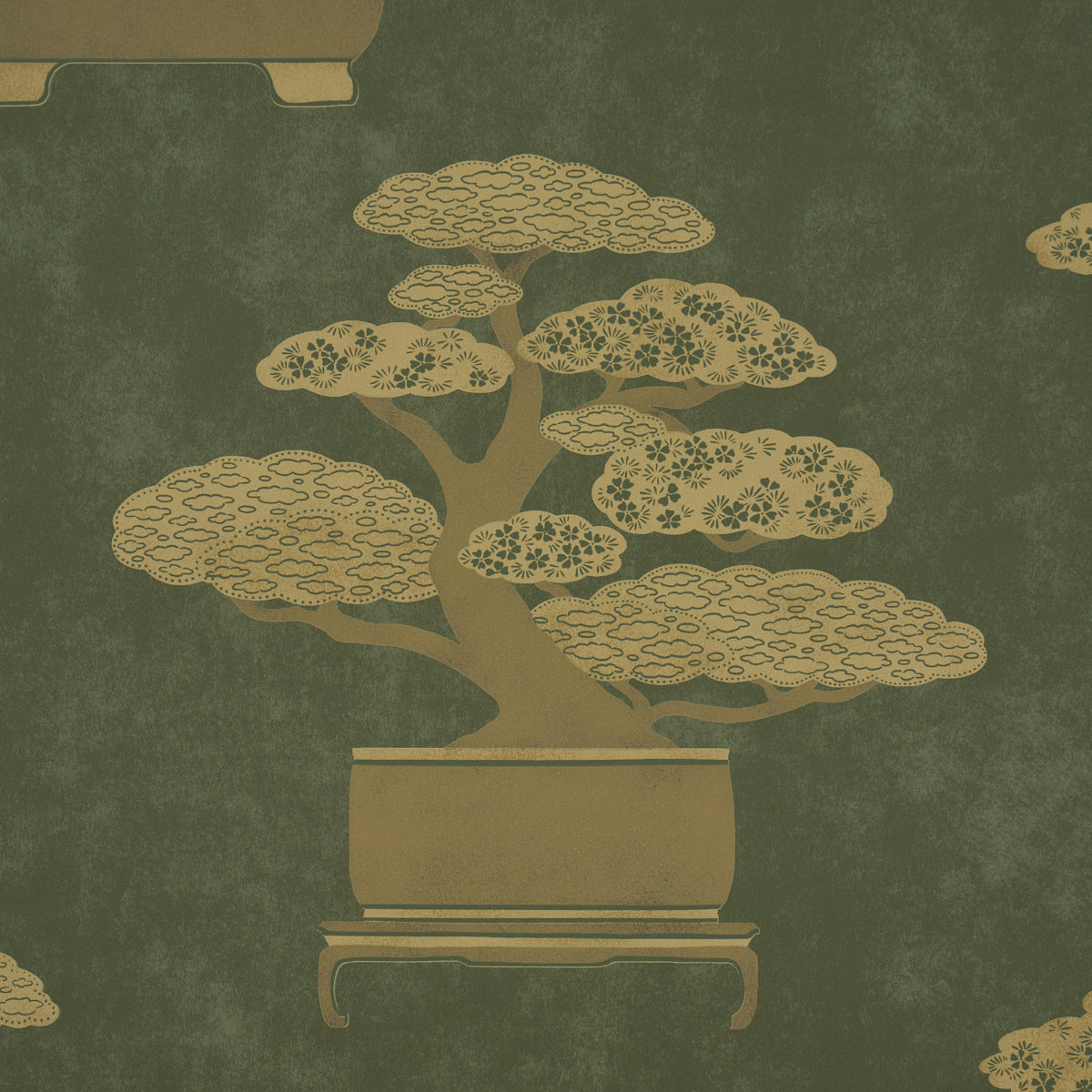 Bonsai Tree Wallpaper in olive color - pattern number 5018000 - by Schumacher in the Japonisme collection