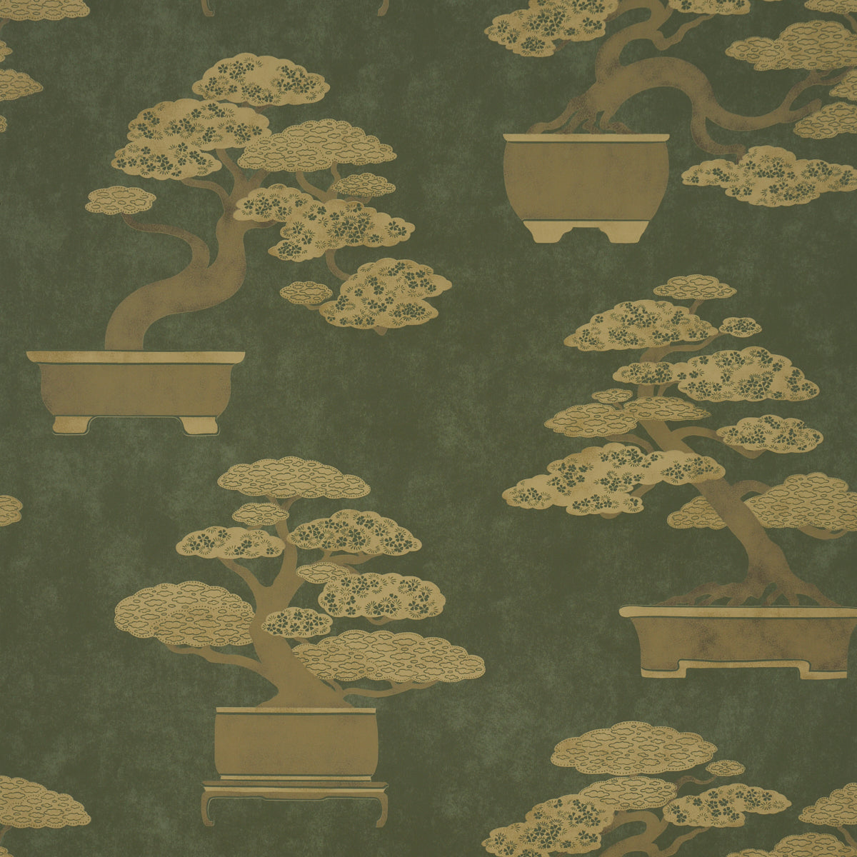 Bonsai Tree Wallpaper in olive color - pattern number 5018000 - by Schumacher in the Japonisme collection