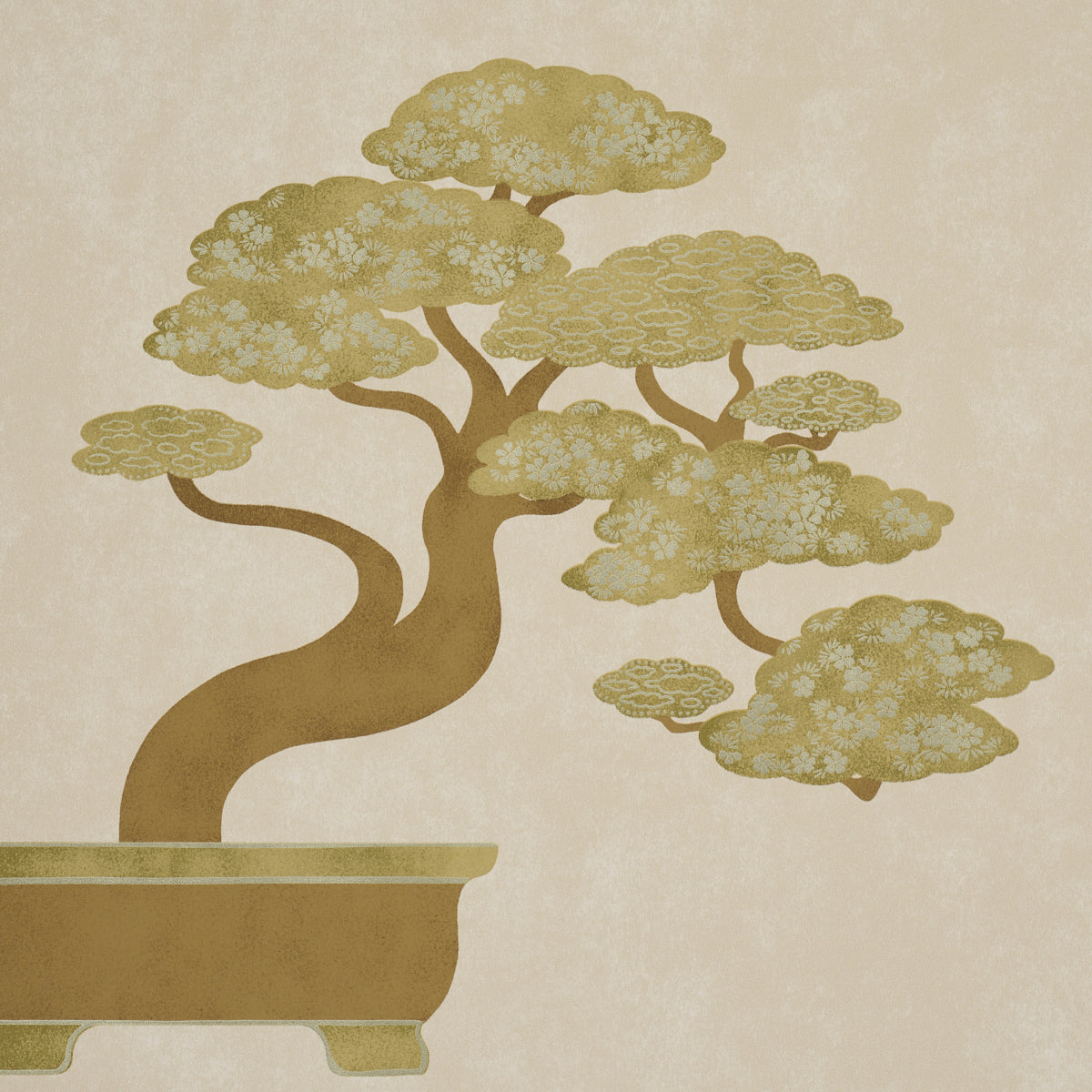 Bonsai Tree Wallpaper in neutral color - pattern number 5018002 - by Schumacher in the Japonisme collection