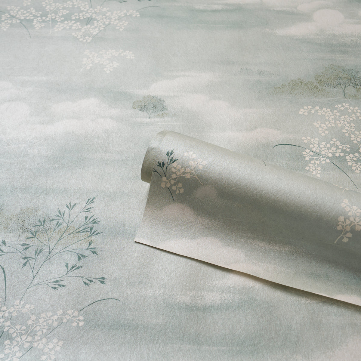 Calm Skies Wallpaper in sky color - pattern number 5018040 - by Schumacher in the Japonisme collection