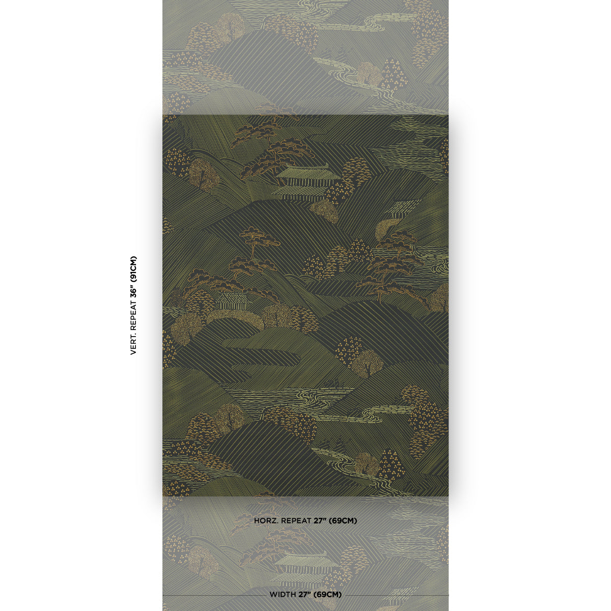Nikko Wallpaper in black color - pattern number 5018050 - by Schumacher in the Japonisme collection