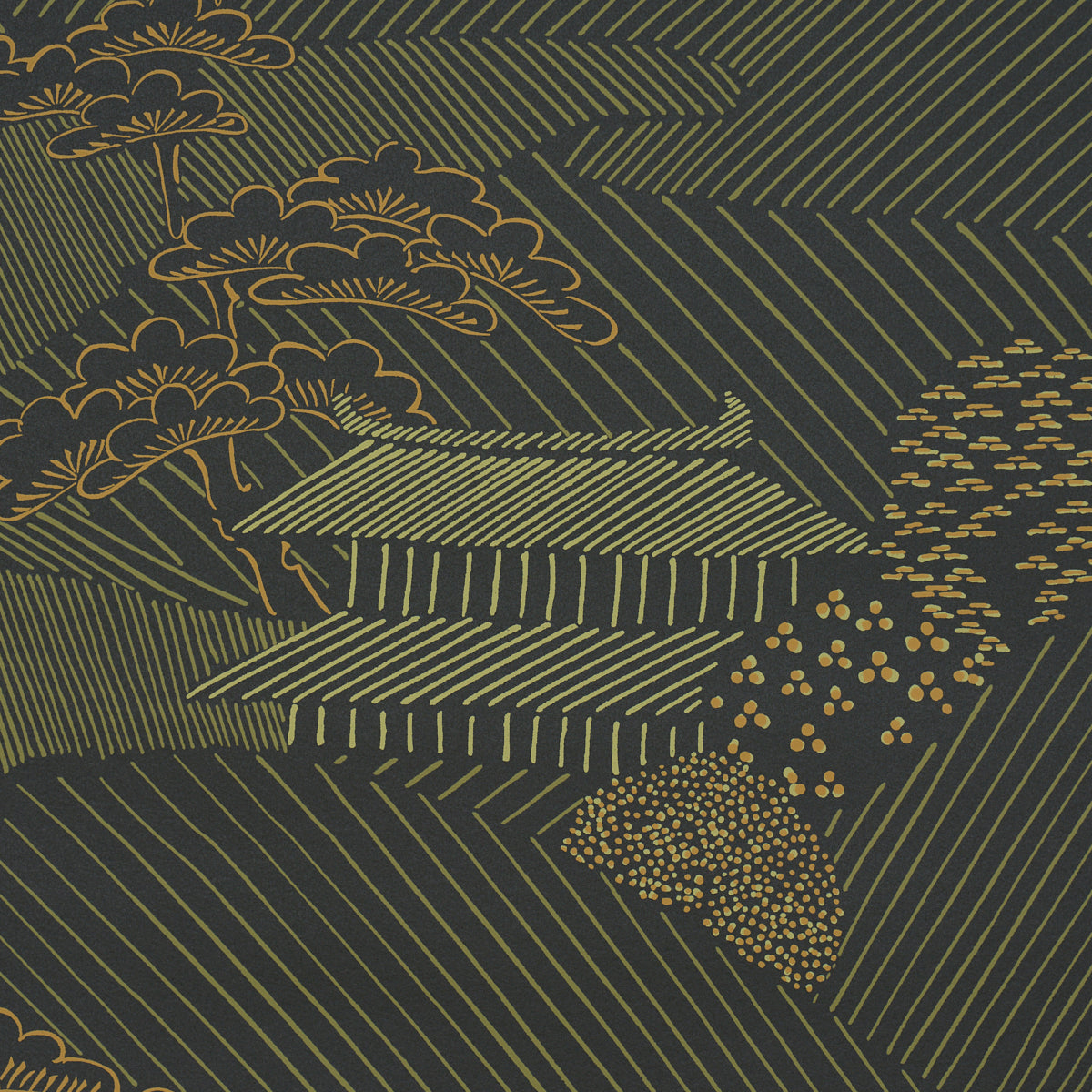 Nikko Wallpaper in black color - pattern number 5018050 - by Schumacher in the Japonisme collection