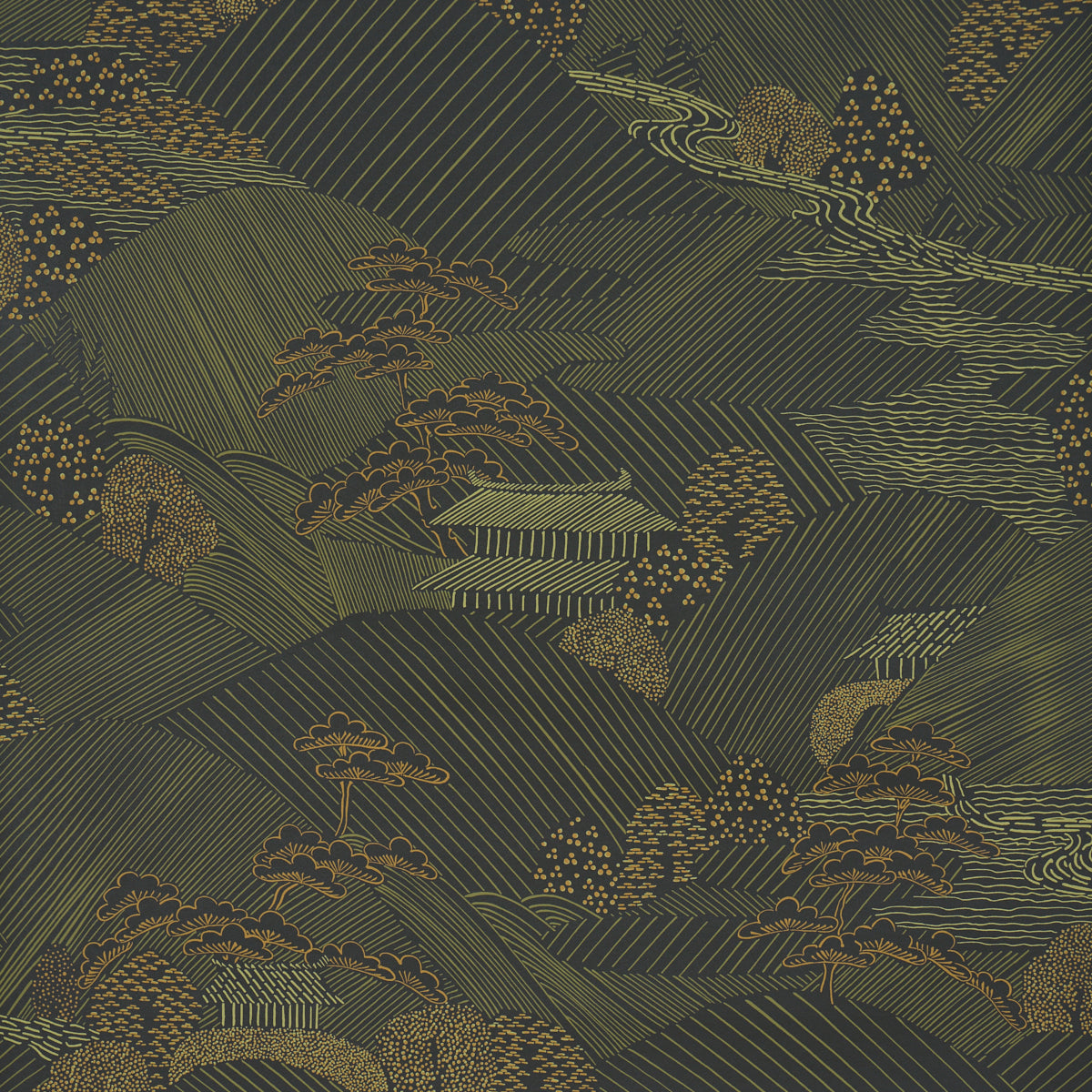 Nikko Wallpaper in black color - pattern number 5018050 - by Schumacher in the Japonisme collection