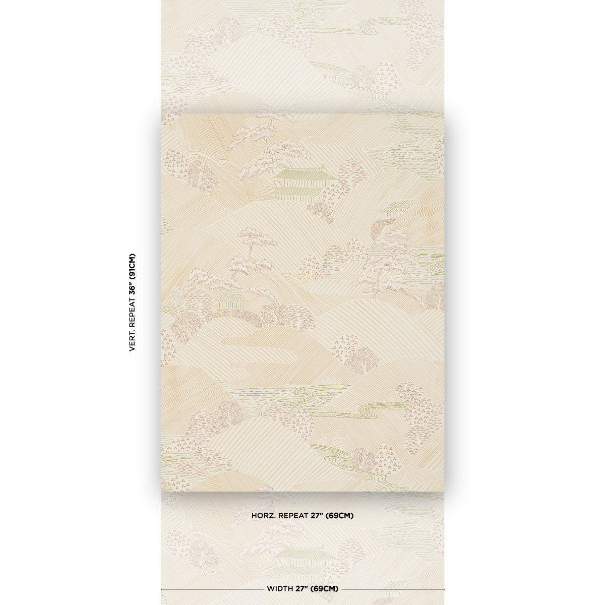 Nikko Wallpaper in neutral color - pattern number 5018052 - by Schumacher in the Japonisme collection