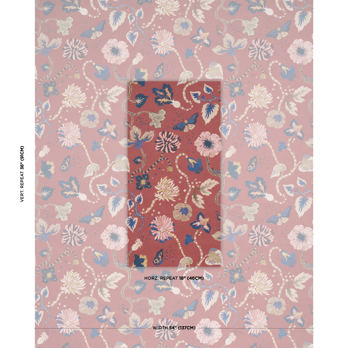 Gloriette Wallpaper in Red color - pattern number 5018062 - by Schumacher in the Happy Menocal collection