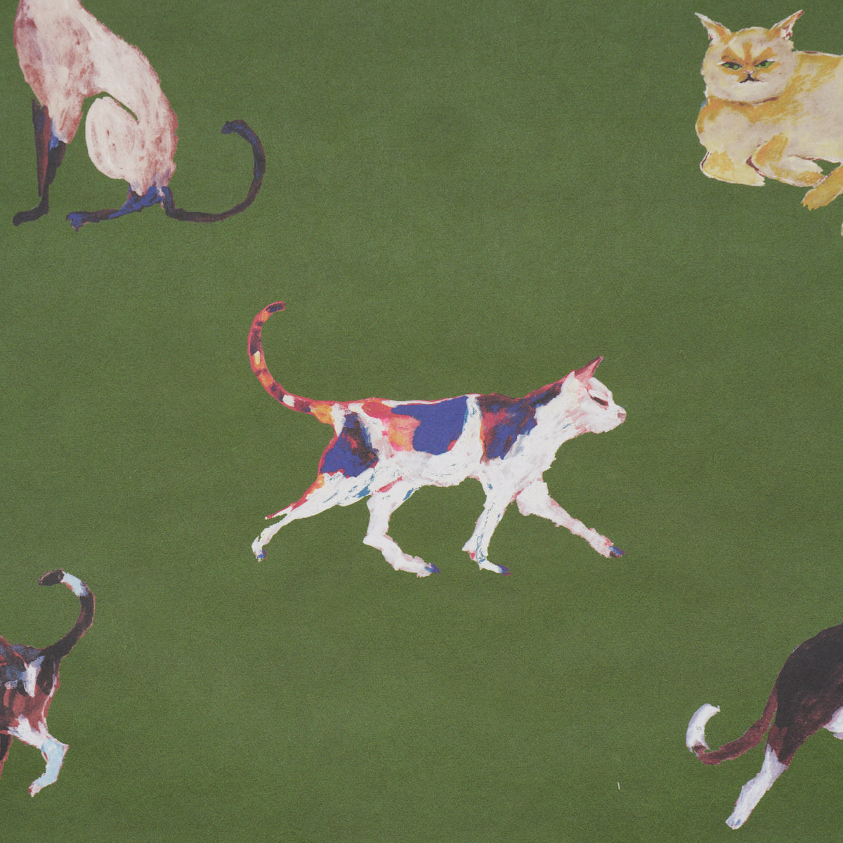 Cats Wallpaper in Green color - pattern number 5018070 - by Schumacher in the Happy Menocal collection