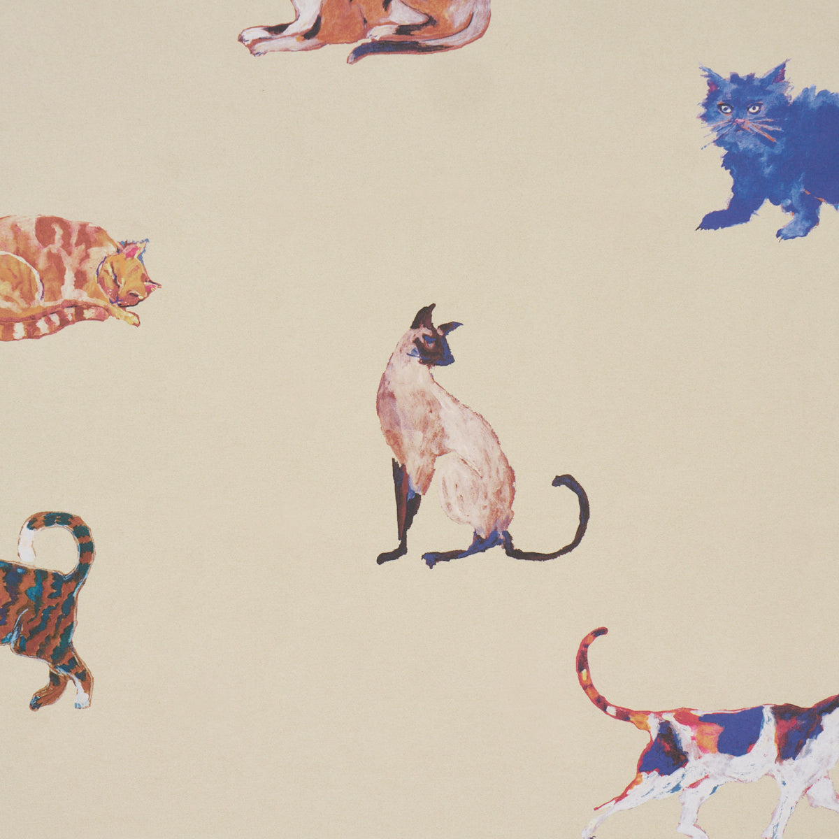 Cats Wallpaper in Cream color - pattern number 5018071 - by Schumacher in the Happy Menocal collection