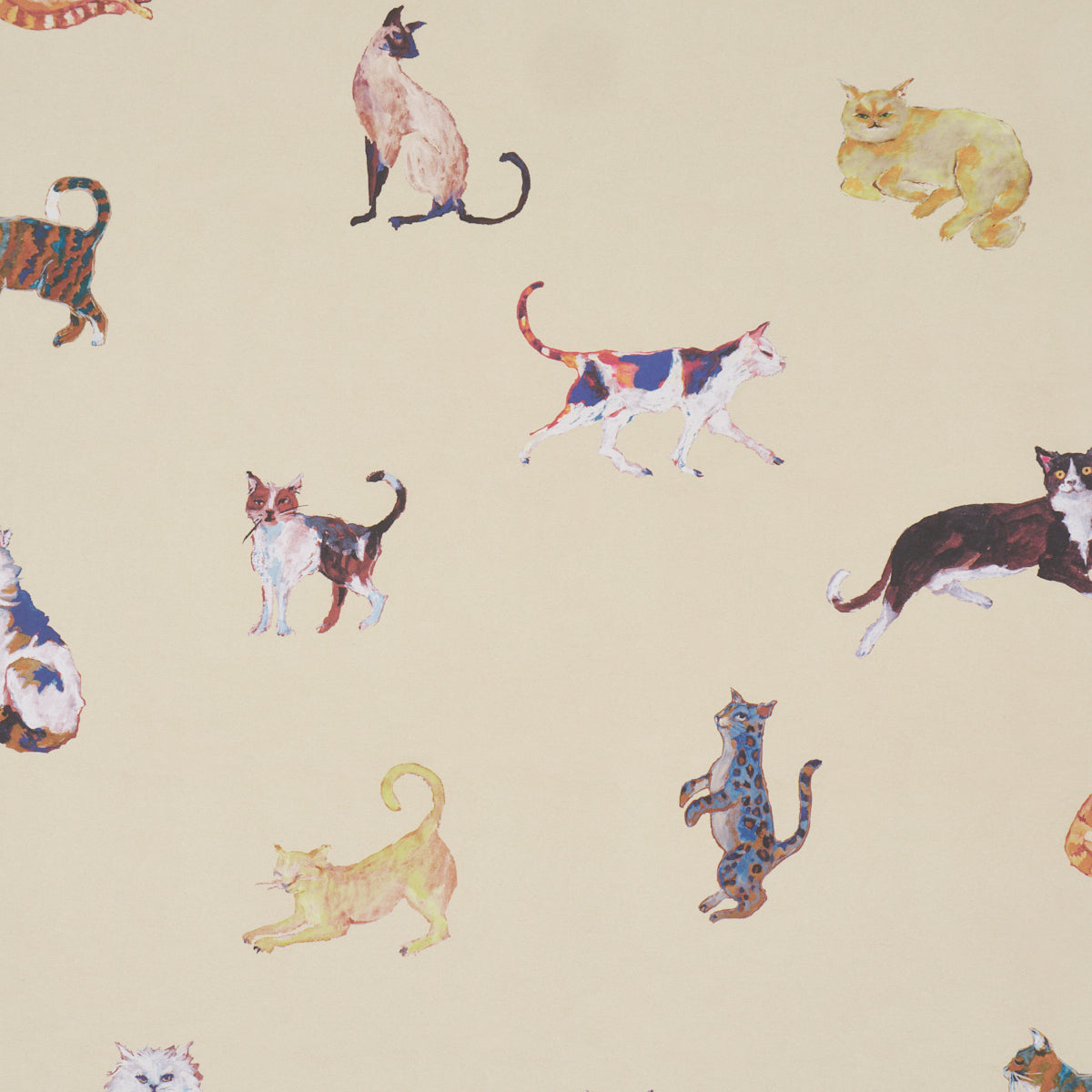 Cats Wallpaper in Cream color - pattern number 5018071 - by Schumacher in the Happy Menocal collection