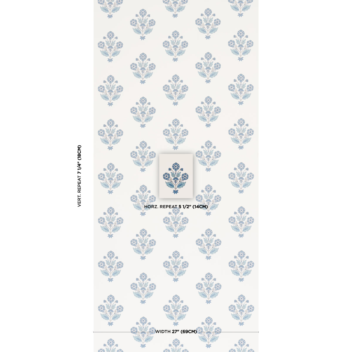 Dalila Hand-Screen Print Wallpaper in Blue color - pattern number 5018090 - by Schumacher in the Bohemia collection