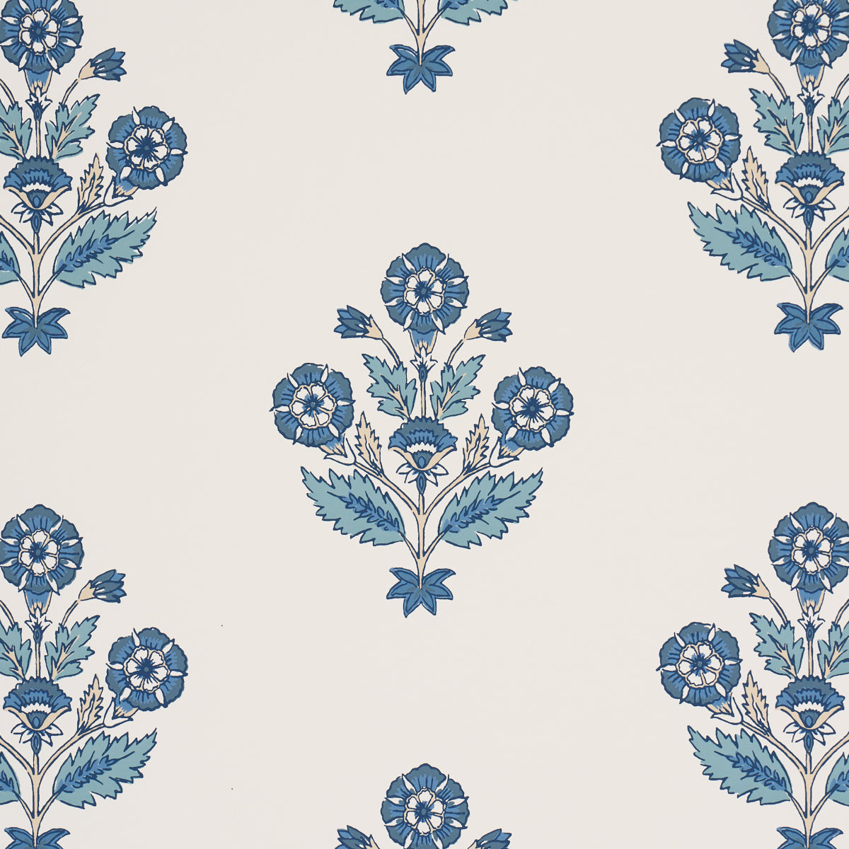 Dalila Hand-Screen Print Wallpaper in Blue color - pattern number 5018090 - by Schumacher in the Bohemia collection