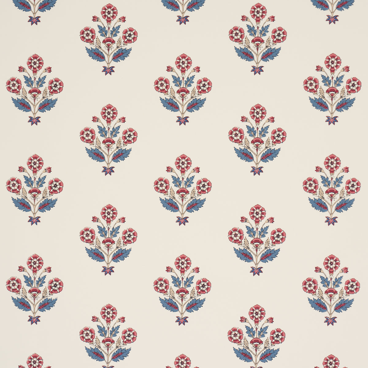 Dalila Hand-Screen Print Wallpaper in Red &amp; Blue color - pattern number 5018091 - by Schumacher in the Bohemia collection