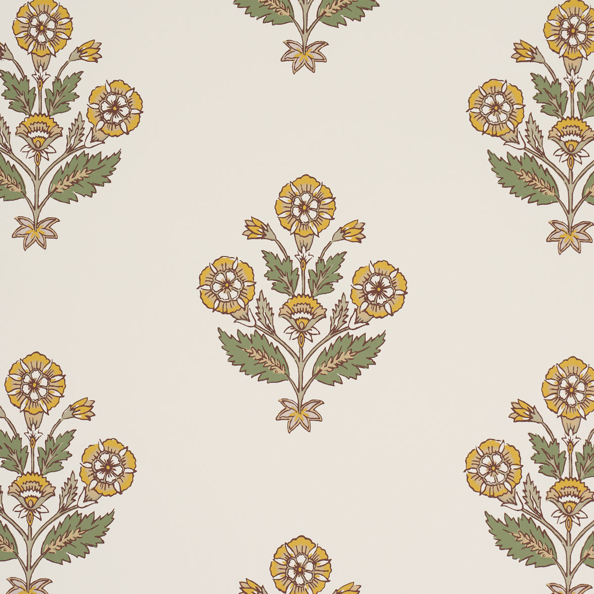 Dalila Hand-Screen Print Wallpaper in Yellow color - pattern number 5018092 - by Schumacher in the Bohemia collection