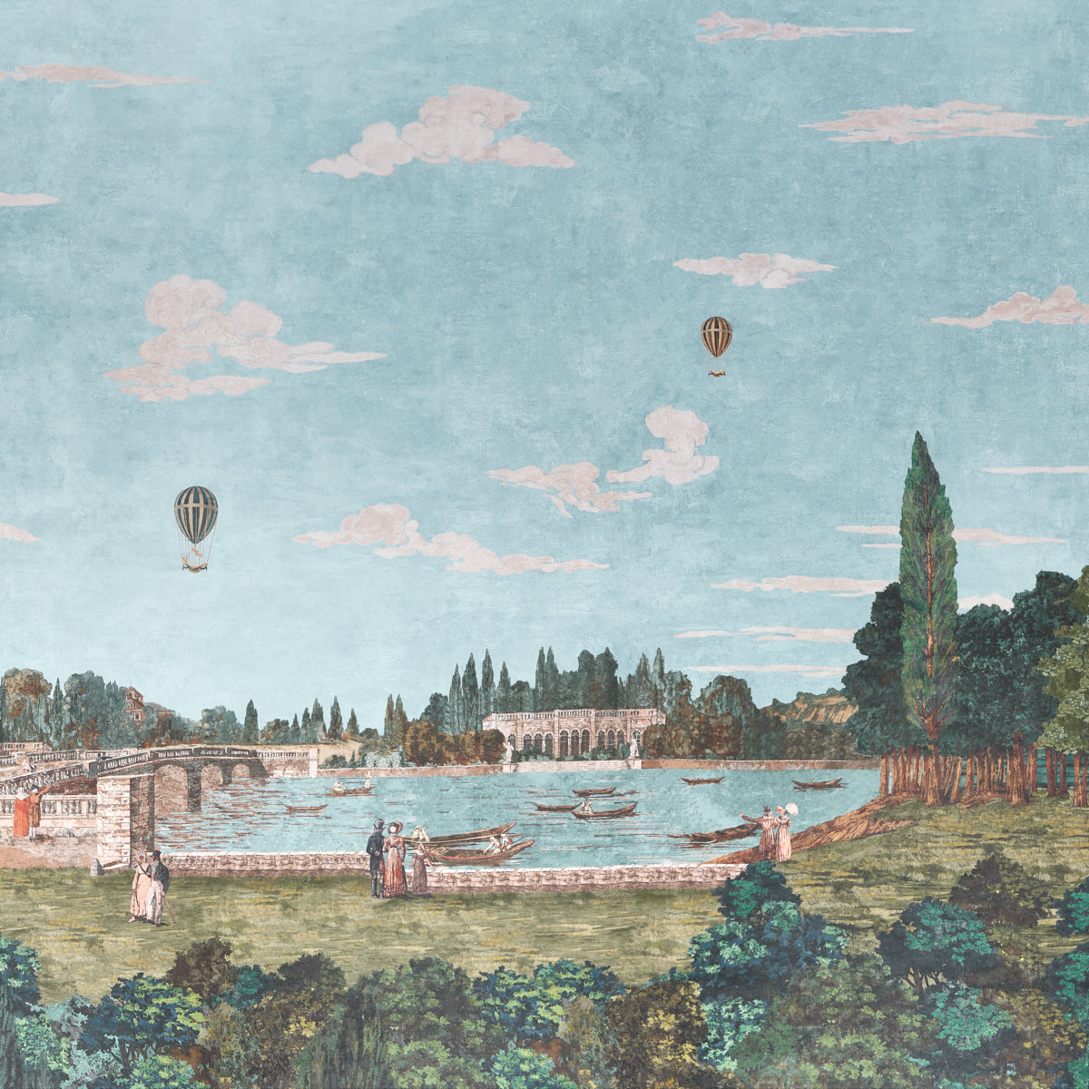 Promenade 4 Panel Set Wallpaper in document color - pattern number 5018120 - by Schumacher in the Carl Daquino collection