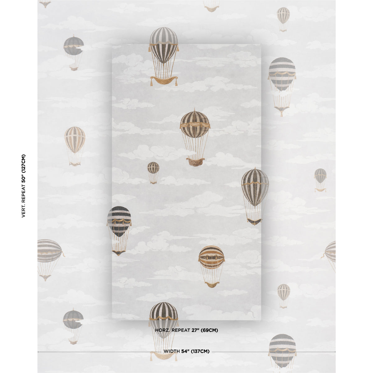 Up Up And Away Wallpaper in grisaille color - pattern number 5018130 - by Schumacher in the Carl Daquino collection