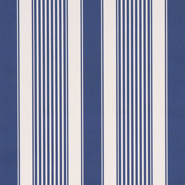 Summerville Stripe Wallpaper in indigo color - pattern number 5018141 - by Schumacher in the Stripe Wallcovering Collection collection