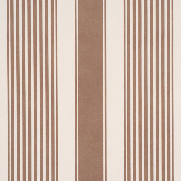 Summerville Stripe Wallpaper in umber color - pattern number 5018142 - by Schumacher in the Stripe Wallcovering Collection collection