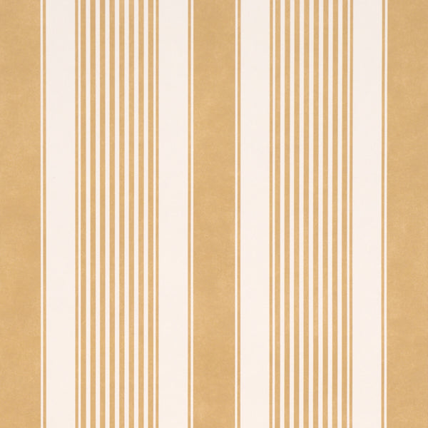 Summerville Stripe Wallpaper in ochre color - pattern number 5018143 - by Schumacher in the Stripe Wallcovering Collection collection