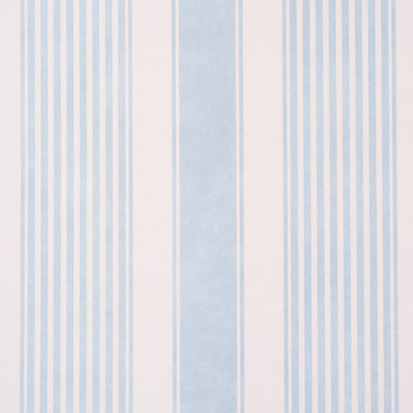 Summerville Stripe Wallpaper in sky color - pattern number 5018144 - by Schumacher in the Stripe Wallcovering Collection collection