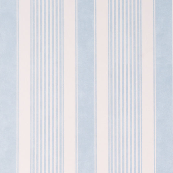 Summerville Stripe Wallpaper in sky color - pattern number 5018144 - by Schumacher in the Stripe Wallcovering Collection collection