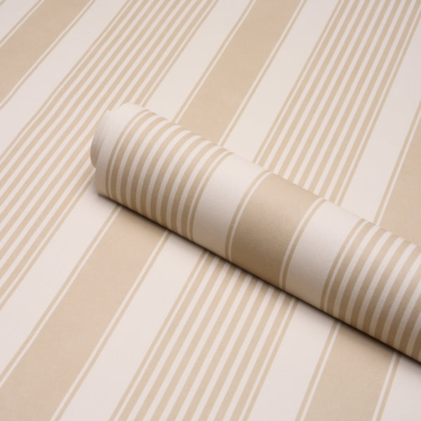 Summerville Stripe Wallpaper in birch color - pattern number 5018145 - by Schumacher in the Stripe Wallcovering Collection collection