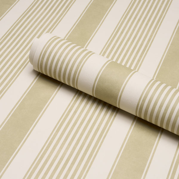 Summerville Stripe Wallpaper in celery color - pattern number 5018146 - by Schumacher in the Stripe Wallcovering Collection collection