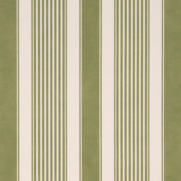 Summerville Stripe Wallpaper in moss color - pattern number 5018147 - by Schumacher in the Stripe Wallcovering Collection collection