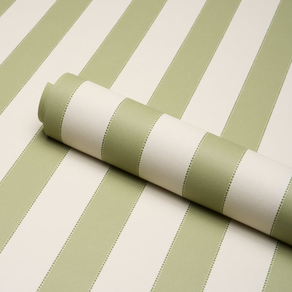 Louise Stripe Wallpaper in leaf color - pattern number 5018154 - by Schumacher in the Stripe Wallcovering Collection collection