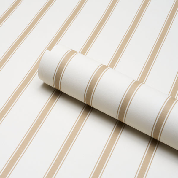Westerly Stripe Wallpaper in wheat color - pattern number 5018160 - by Schumacher in the Stripe Wallcovering Collection collection