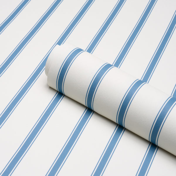 Westerly Stripe Wallpaper in blue color - pattern number 5018162 - by Schumacher in the Stripe Wallcovering Collection collection