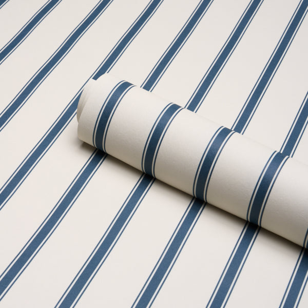Westerly Stripe Wallpaper in navy color - pattern number 5018163 - by Schumacher in the Stripe Wallcovering Collection collection