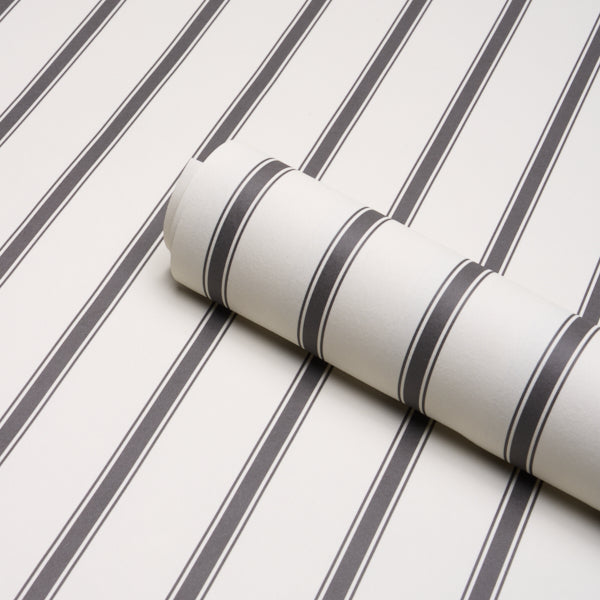 Westerly Stripe Wallpaper in charcoal color - pattern number 5018166 - by Schumacher in the Stripe Wallcovering Collection collection