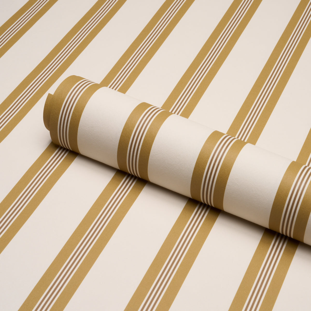 Chatham Stripe Wallpaper in ochre color - pattern number 5018171 - by Schumacher in the Stripe Wallcovering Collection collection