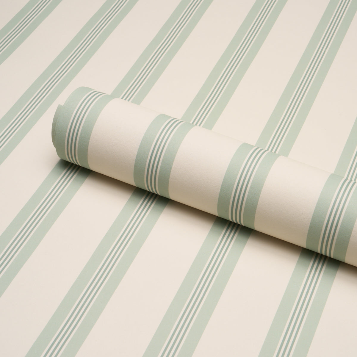 Chatham Stripe Wallpaper in celadon color - pattern number 5018175 - by Schumacher in the Stripe Wallcovering Collection collection