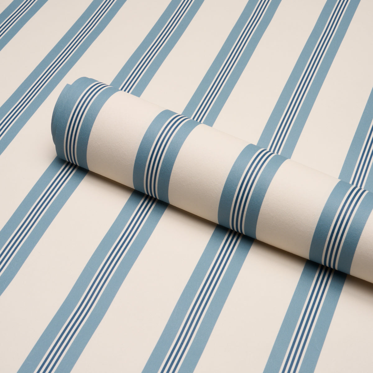 Chatham Stripe Wallpaper in delft color - pattern number 5018176 - by Schumacher in the Stripe Wallcovering Collection collection