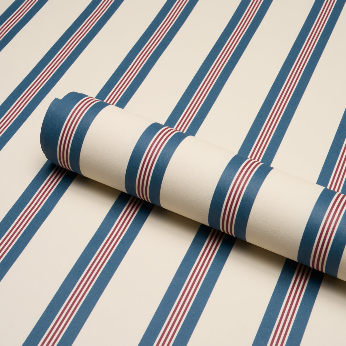 Chatham Stripe Wallpaper in americana color - pattern number 5018177 - by Schumacher in the Stripe Wallcovering Collection collection