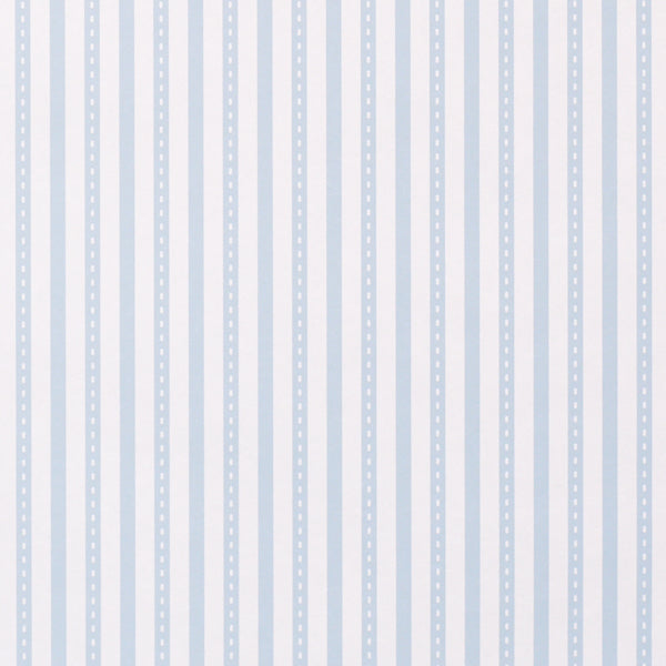 Mathis Ticking Stripe Wallpaper in sky color - pattern number 5018200 - by Schumacher in the Stripe Wallcovering Collection collection
