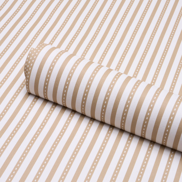 Mathis Ticking Stripe Wallpaper in neutral color - pattern number 5018204 - by Schumacher in the Stripe Wallcovering Collection collection