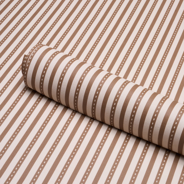 Mathis Ticking Stripe Wallpaper in umber color - pattern number 5018205 - by Schumacher in the Stripe Wallcovering Collection collection