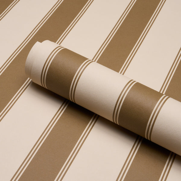 Rafe Stripe Wallpaper in chocolate color - pattern number 5018210 - by Schumacher in the Stripe Wallcovering Collection collection