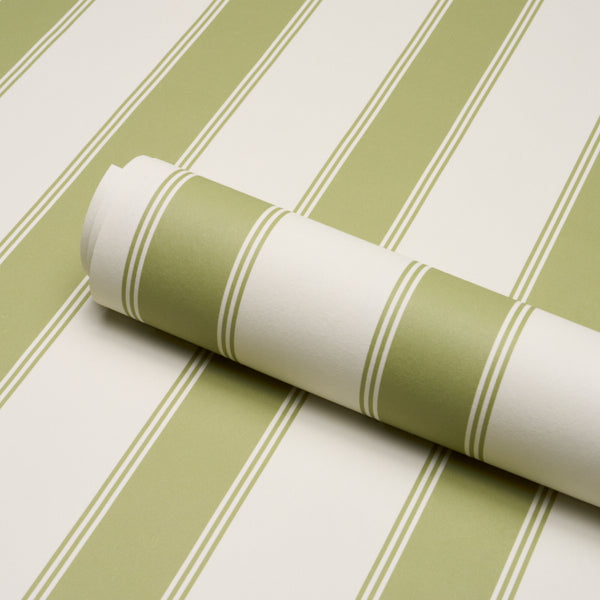 Rafe Stripe Wallpaper in leaf color - pattern number 5018211 - by Schumacher in the Stripe Wallcovering Collection collection