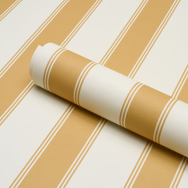 Rafe Stripe Wallpaper in marigold color - pattern number 5018212 - by Schumacher in the Stripe Wallcovering Collection collection