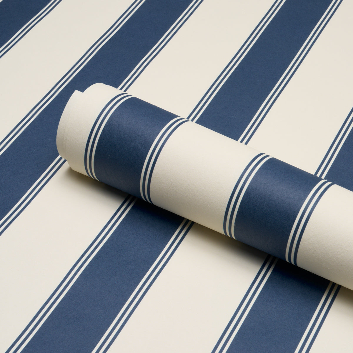 Rafe Stripe Wallpaper in indigo color - pattern number 5018215 - by Schumacher in the Stripe Wallcovering Collection collection