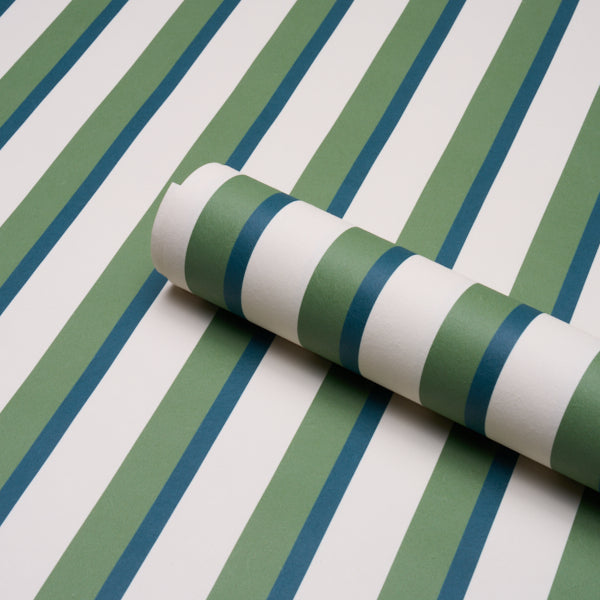 Rigsby Stripe Wallpaper in peacock color - pattern number 5018220 - by Schumacher in the Stripe Wallcovering Collection collection