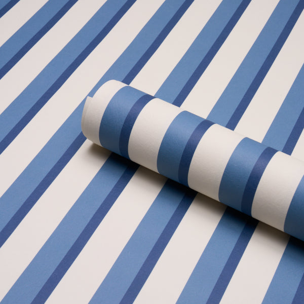 Rigsby Stripe Wallpaper in delft color - pattern number 5018221 - by Schumacher in the Stripe Wallcovering Collection collection