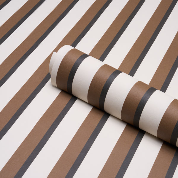 Rigsby Stripe Wallpaper in umber color - pattern number 5018224 - by Schumacher in the Stripe Wallcovering Collection collection