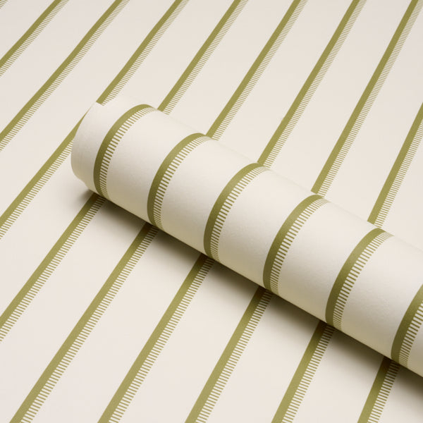 Tyla Stripe Wallpaper in olivine color - pattern number 5018232 - by Schumacher in the Stripe Wallcovering Collection collection
