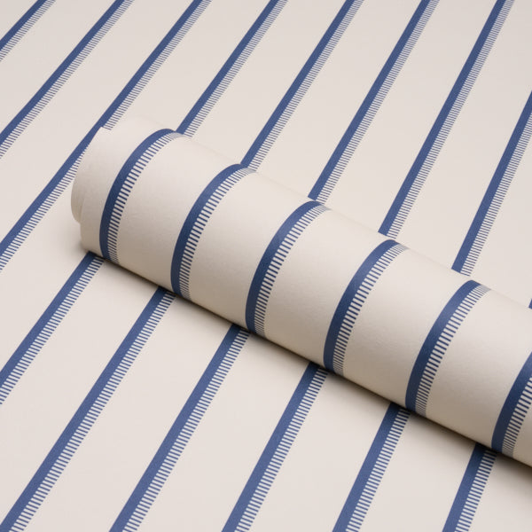 Tyla Stripe Wallpaper in indigo color - pattern number 5018234 - by Schumacher in the Stripe Wallcovering Collection collection