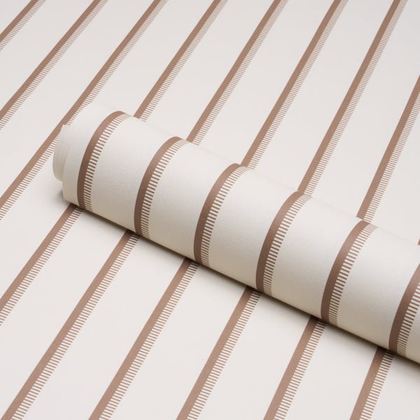 Tyla Stripe Wallpaper in umber color - pattern number 5018235 - by Schumacher in the Stripe Wallcovering Collection collection